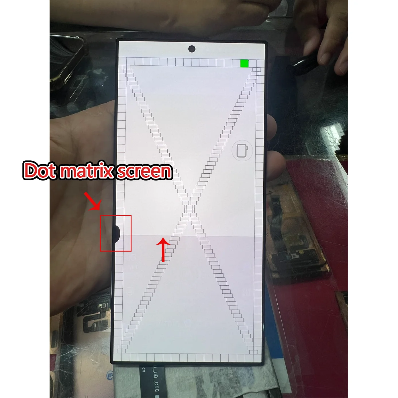 Zwarte vlekken voor Samsung S24 Ultra S928E, defecte LCD-scherm- en touchscreenmodule, inclusief digitizer, met defect voor S24U LCD.