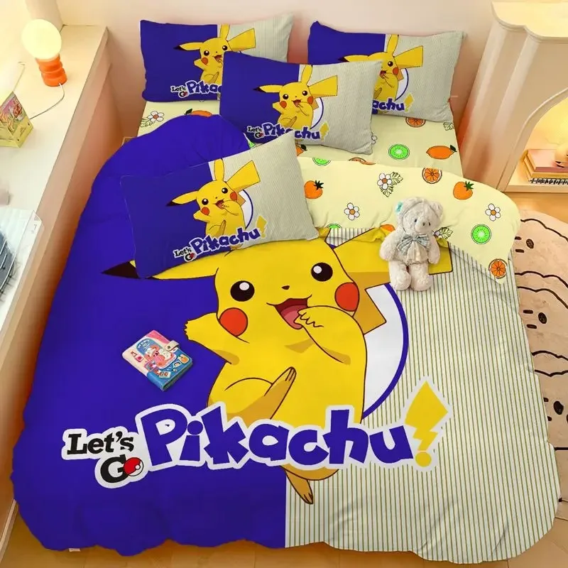 

Pikachu cute duvet cover set cartoon double-sided print bedding set kids duvet cover pillowcase 2/3pcs bedroom decoration gift