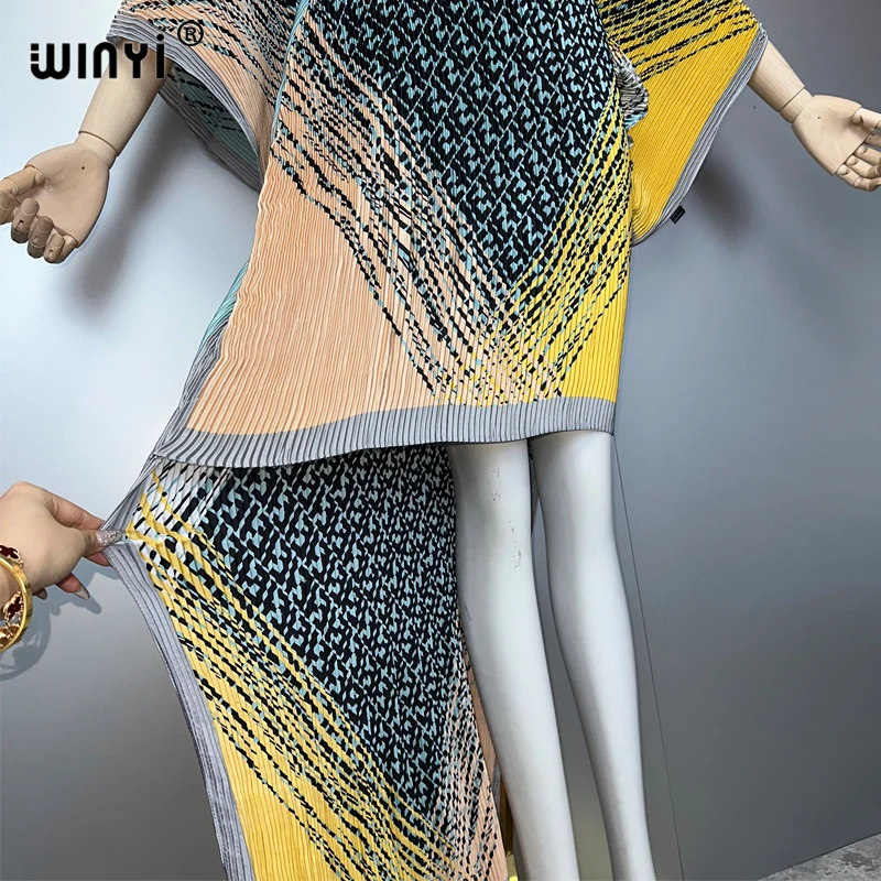 Sukienka WINYI plisowana elastyczna uniwersalny rozmiar asymetryczna luźna sukienka boho szlafrok damski Vestidos wakacyjna elegancka suknia wieczorowa abaja