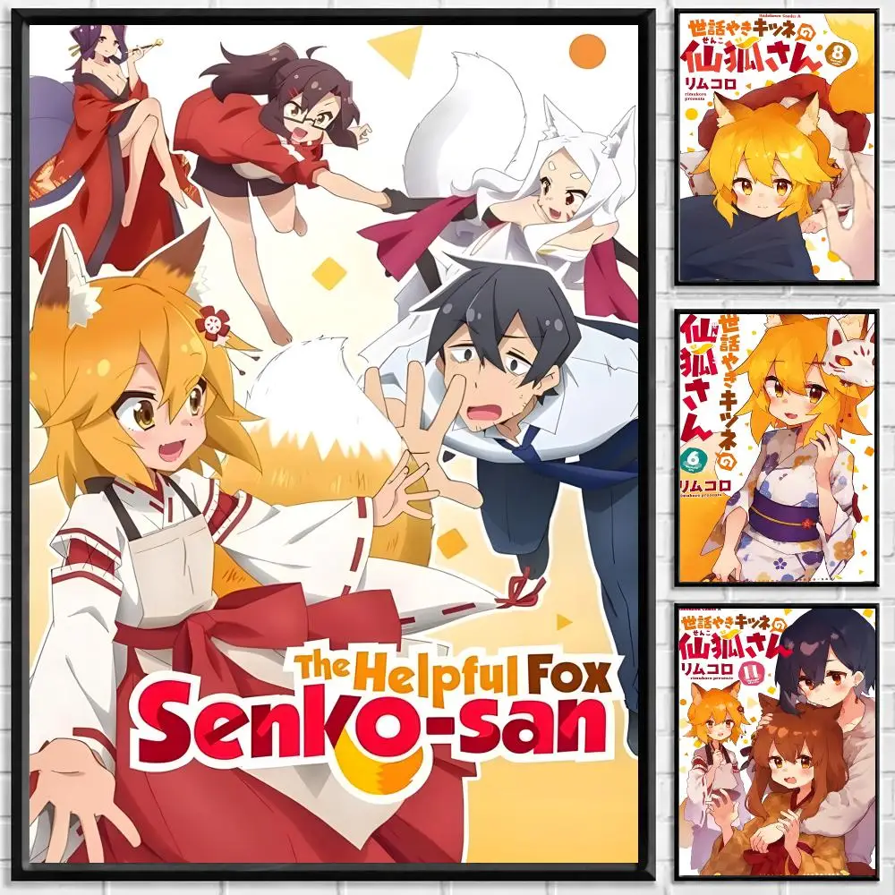 Anime The Helpful Fox Senko San Poster Self-adhesive Art Waterproof Paper Sticker Coffee House Bar Room Wall Decor