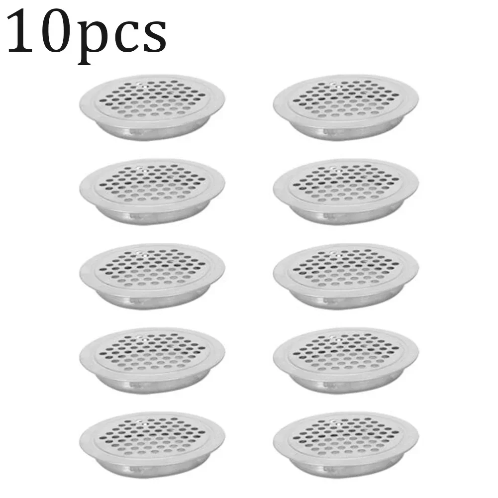 10pcs Stainless Steel Air Vent Grille Round Wardrobe Cabinet Ventilation Hole Plug Decoration Cover 41.5mm Louver Air Duct Vent