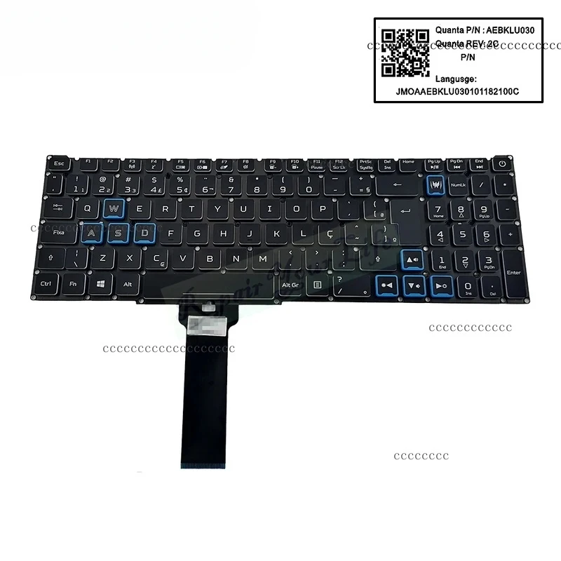 Teclado retroiluminado en español latino PT-BR Brasil para Acer Predator Helios 300 PH315-52 PH317-53 Notebook PC Gamer con luz RGB
