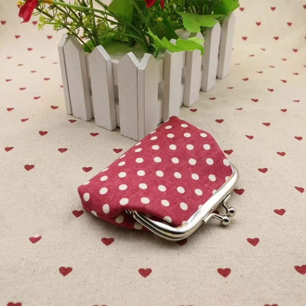 Mini Simple Dots Zipper Iron Buckle For Girls Linen Coin Purse Korean Money Bag Coin Bag Small Purse Wallets