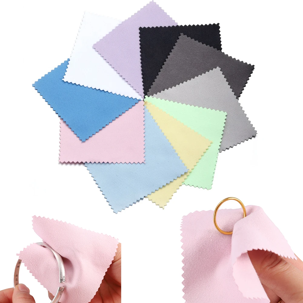 50pcs Jewelry Polishing Cloth Double-Sided Cleaning Cloth Soft Clean Wipe Wiping Cloth for Gold Silver Jewelry Tools