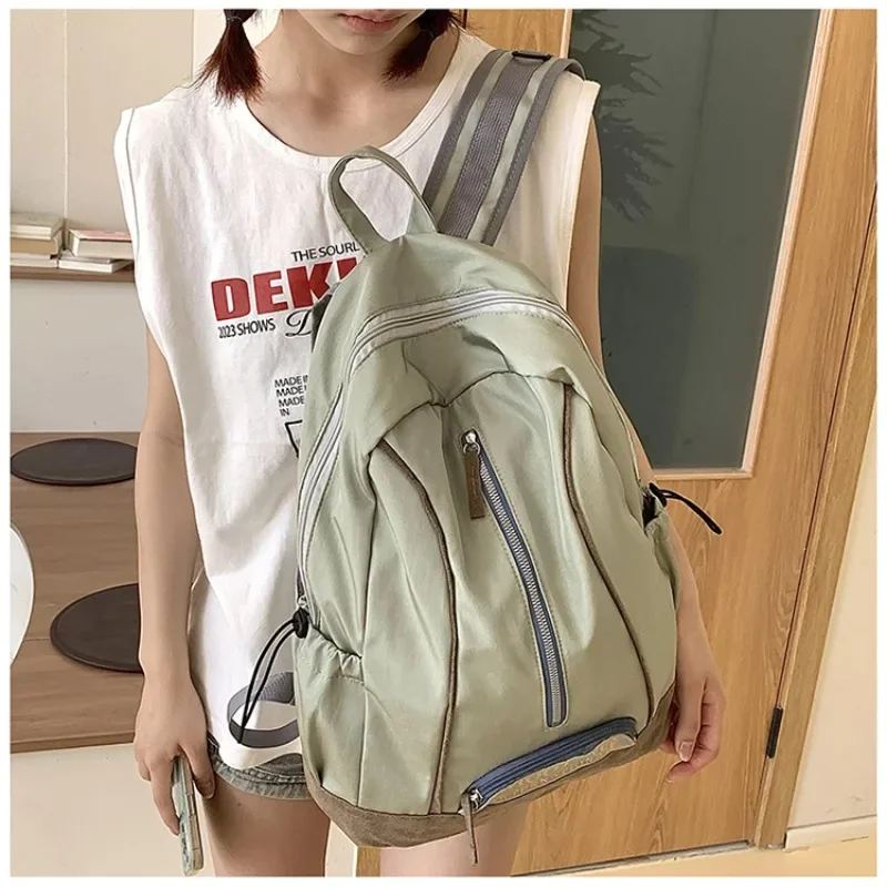 New Nylon Sewing Thread Zipper Basic Style Backpacks Large Capacity Schoolbags for Women 2024 High Quality Casual Bags