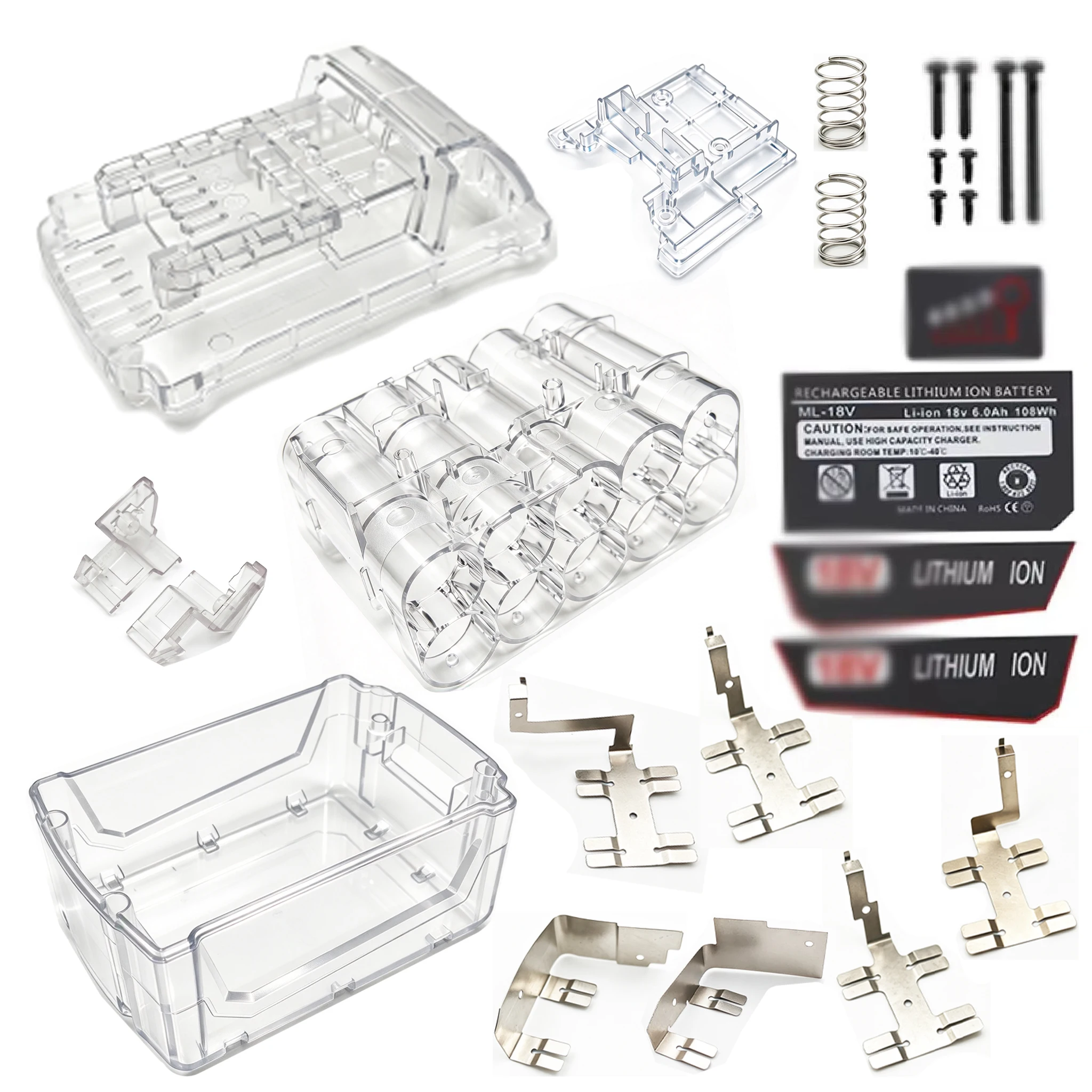 Tool Parts Transparent Box Kit For Milwaukee 18V Li-ion Battery Case Shell For M18 Lithium Batteries Housing Cell Connector