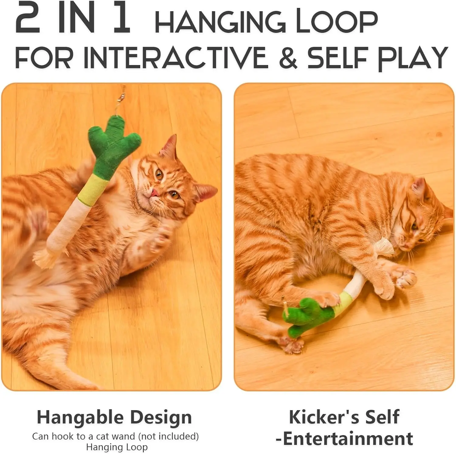 

Cat toys self-entertainment teeth-grinding with Catnip & Bell Interactive teasing sticks Kicker Plush Green Onion bite-resistant