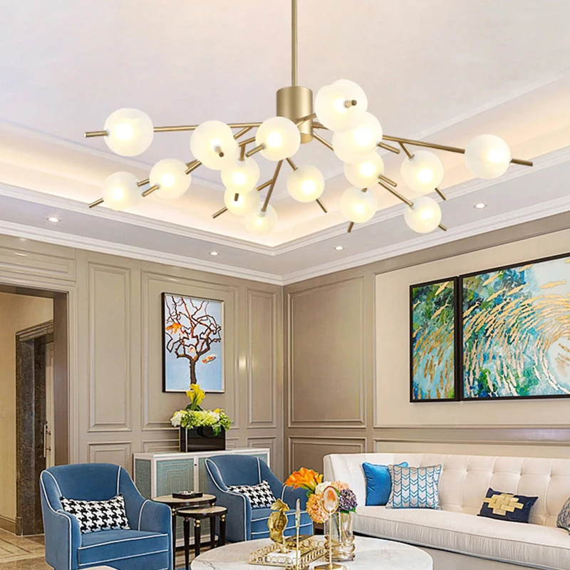 Glass balls tree branch chandelier Kitchen Dining room foyer molecular pendant lamp indoor home modern chandeliers prices