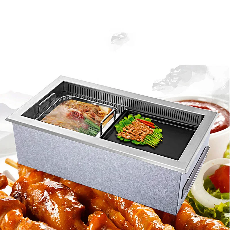 Electric Grills and Hot Pot Smokeless Barbecue BBQ Commercial Roast Oven Grilled Fish Hot Pot Stove Equipment