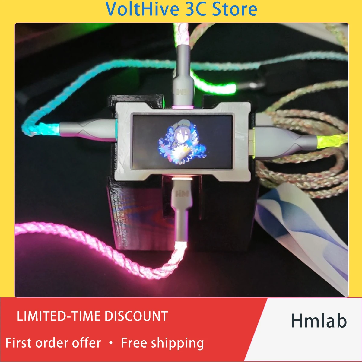 Hmlab Zneo Game USB Expander 2‑in‑3 Port USB‑C Self‑Powered Screen Aluminum Body Integrated MTT 8KHz for Desktop Gamer Present