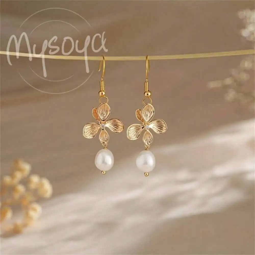 

MYSOYA Baroque Freshwater Pearl Drop Earrings Delicate Floral Earrings Gift Box Bride Bridesmaid Earrings Birthday Gift