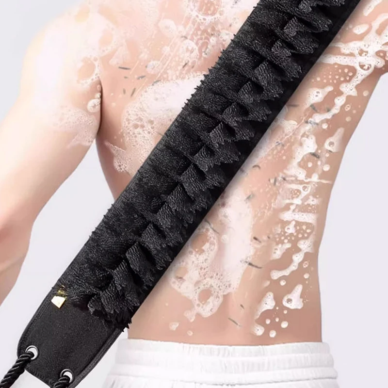 

2 In1 Back Scrubbing Towel Double Sided Robust Exfoliating Body Towel Back Strap Unisex Detox Mud Scrub Long Back Bathing Towel