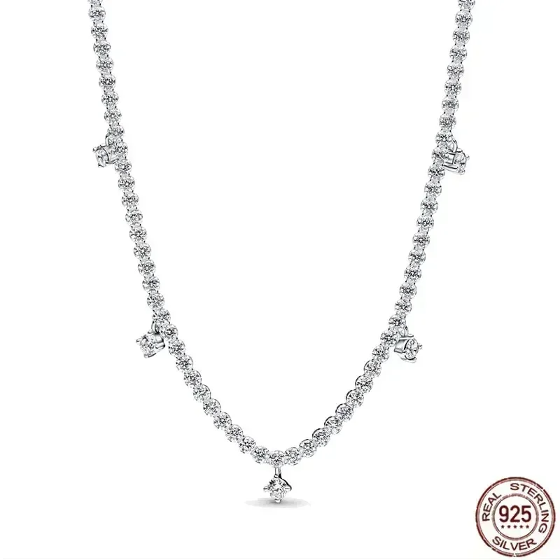 Collier flocon de neige rond en forme de cœur pour femme, argent regardé 925, breloque de luxe exquise, bijoux pour femmes, cadeaux pour travailleurs, Rotterdam, nouveau