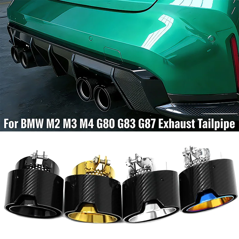 Auspuff-Endrohr aus Edelstahl und Kohlefaser für BMW M2 M3 M4 G80 G82 G87 2021-2025 Direkter Ersatz für Heckrohr