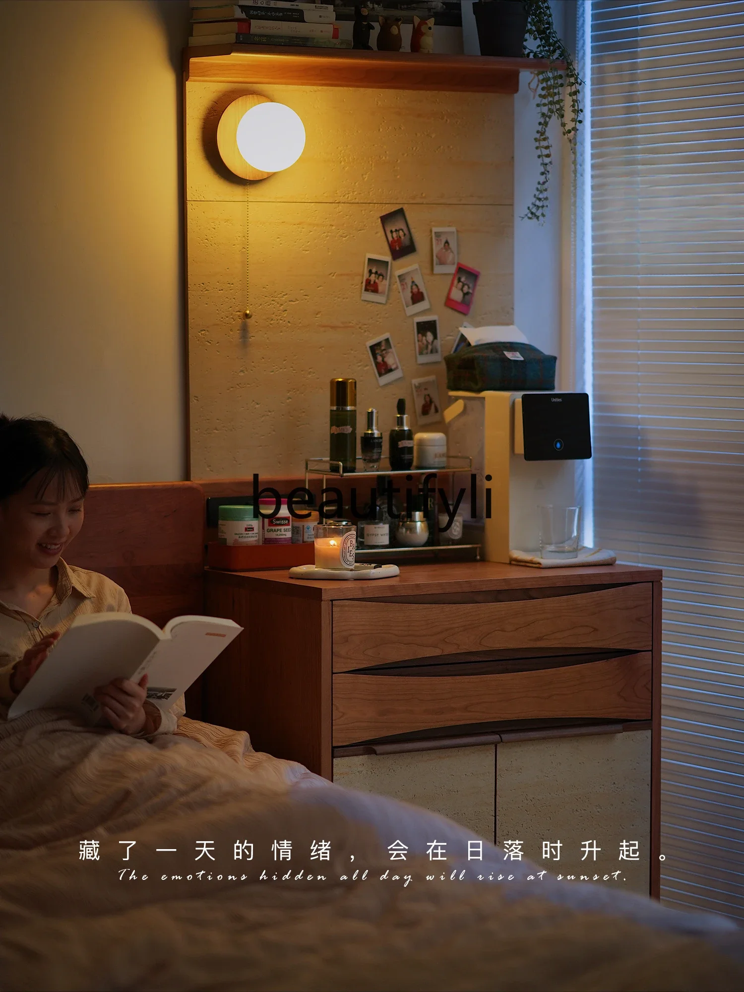 

ls 27Autumn Twilight Water Bar Counter, Dining Side Cabinet, Living Room Tea Cabinet, Sofa Locker, Solid Wood Bedroom Bedside Ta