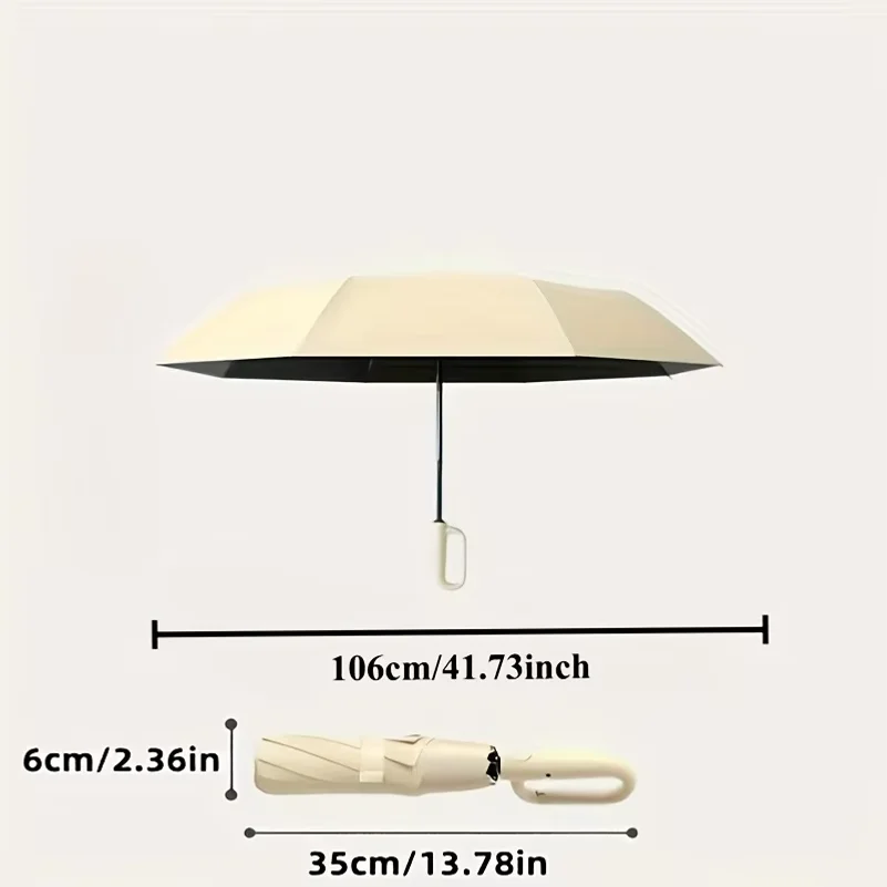 UV Protection Casual Folding UPF50+ Automatic Umbrella With Loop Buckle, Stylish Design Compact Sun, For Outdoor Travel