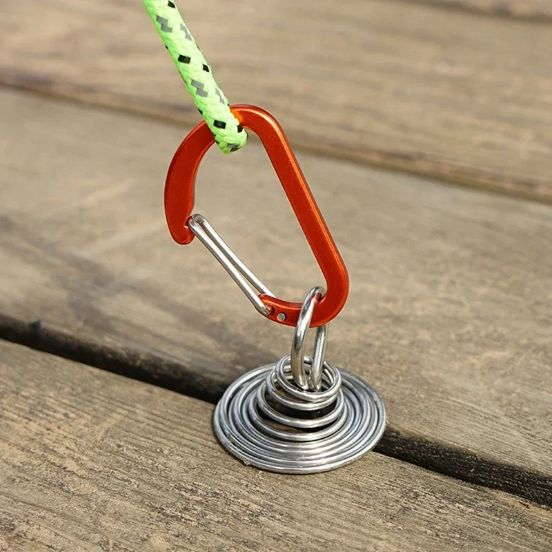 Outdoor Camping Octopus Rope Buckle Wooden Deck Fixing Nail With Spring Tent Wind Rope Hook Spring Fixed Tent Rope Buckle