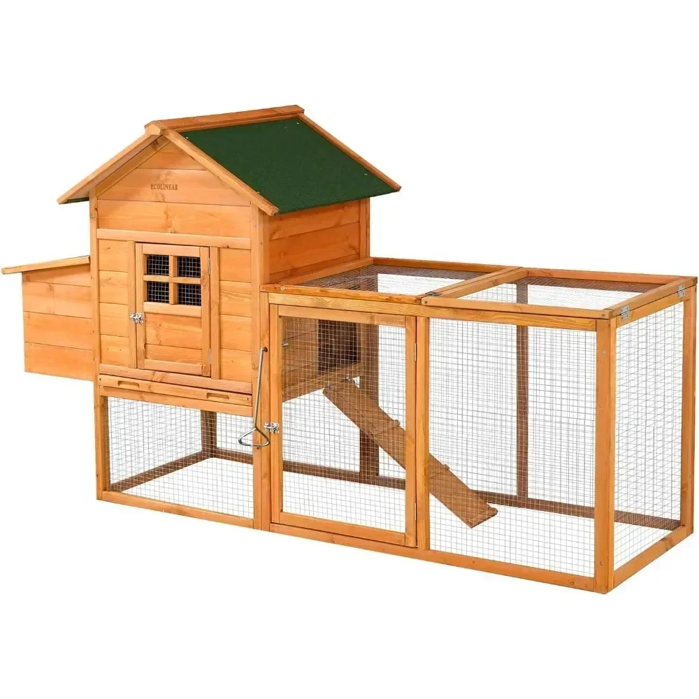 

Large Chicken Coop, Waterproof Outdoor Hen House for 2-4 Chickens,Wooden Chicken House with Nesting Box,Removable Tray,PVC Cover