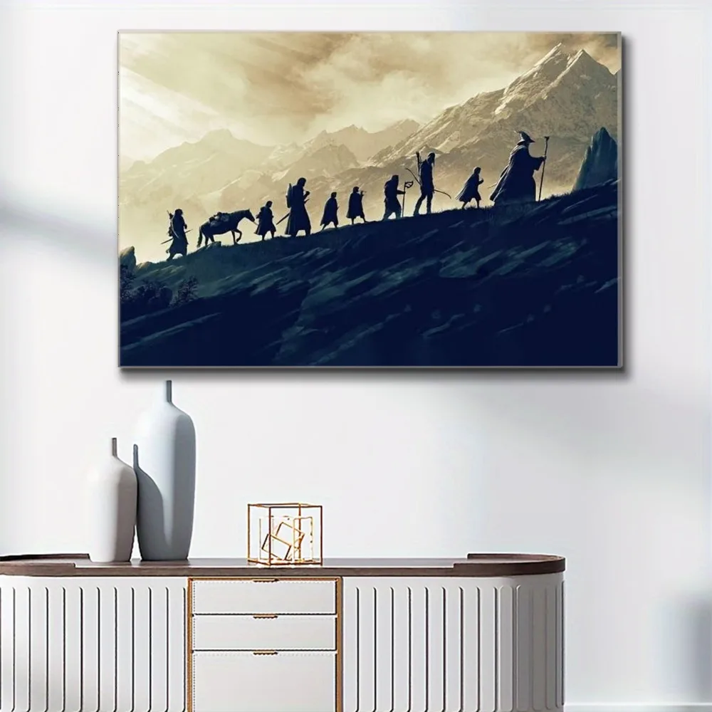 Classic Movie Elves Canvas Poster, Rings Fellowship Lord Wall Art Print, Abstract Film Painting for Home Office Decor Xmas Gift