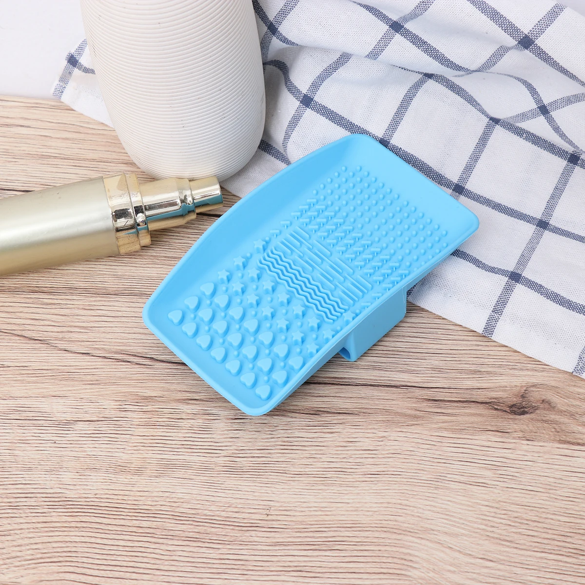 クリーニングブラシ シリコンパッド メイクアップツール メイク落とし 洗濯マット クリーナー ブルー