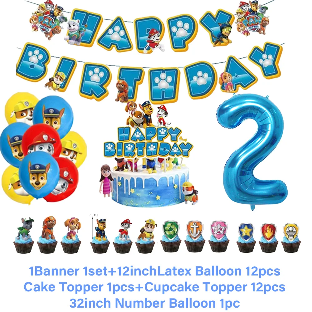 Blaue PAW Patrol Geburtstagsparty-Dekoration Tischdecke Teller Tortendekoration Digitaler Ballon Banner Requisiten Babyparty Hintergrund Geschenk – Detail 5