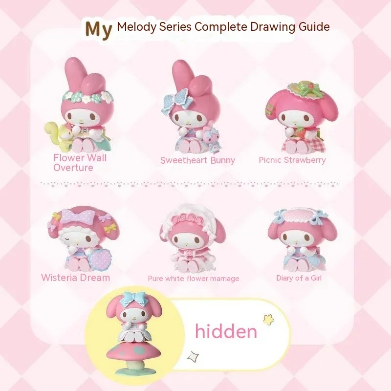

Sanrio My Melody Tea Party Blind Box Tide Play Display Piece Melody Tie Cute Desktop Hand Do Gift Decoration Collection