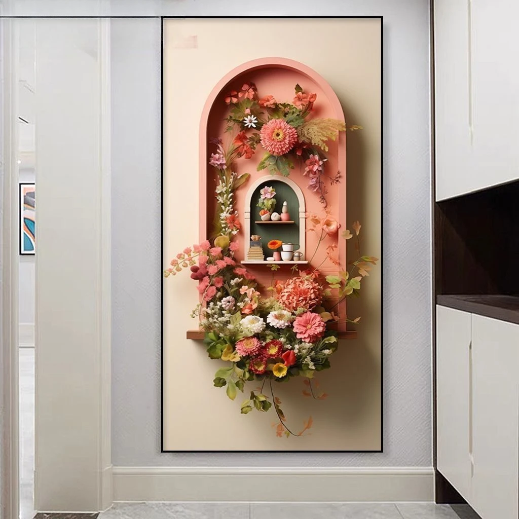 Entry entrance decorative painting corridor entrance hanging painting 3d three-dimensional wall plants and flowers