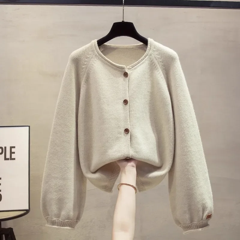 

Ленивый повседневный свободный толстый шикарный свитер, осень-зима, винтажный модный однотонный вязаный кардиган, женская одежда, офисные женские универсальные топы