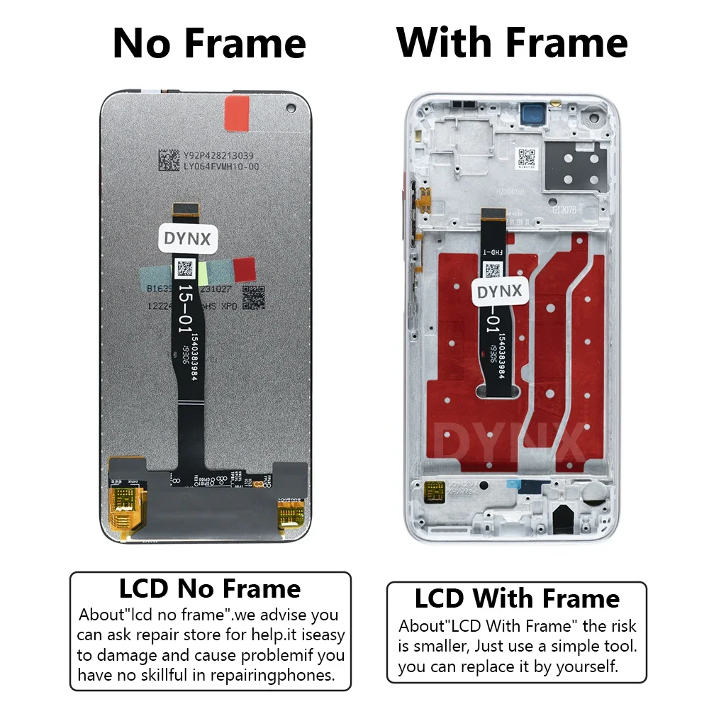 100% Tested 6.4\'\' Display Replacement With Frame For Huawei Nova 7i LCD Touch Screen Digitizer Assembly for Nova 7i JNY-LX2 LCD