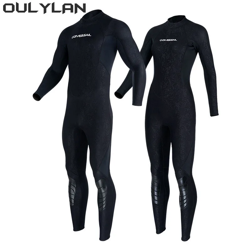 Oulylan 3mm Neoprene Wetsuit One-piece Women Men Long-sleeved Diving Suit Scuba Spearfishing Surfing Warm Swimsuit Equipment