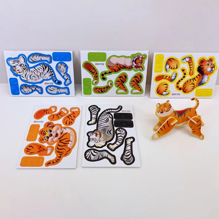 30pcs 3D Jurassic Dinosaur Puzzle Paper Preschool Kid Baby Jigsaw Puzzles Cartoon Learning Educational Christma Toy for Children