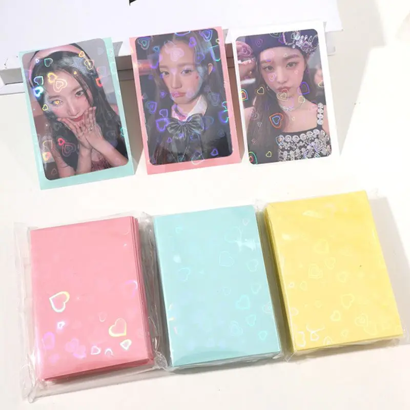 50Pcs/Pack Glittery Colored InsIdol Toploader Card Photocard Sleeves Love Heart Photo Cards Protective Case Storage Pack New