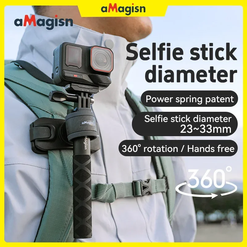 aMagisn Selfie Stick Holster with Backpack / Waist belt Clip,Quick Release Holder ,Hands-free Mount for DJI Gopro Hero Insta3360