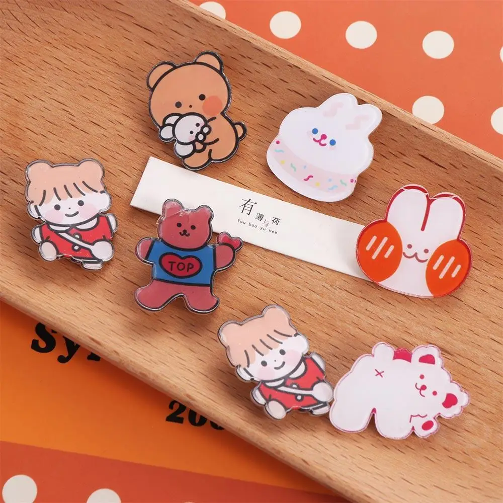 

Cartoons Bear Brooches Acrylic Dog Pin Badge Bear Bunny Cartoons Bunny Brooches Fashion Cute Bear Bunny Lapel Pins Women