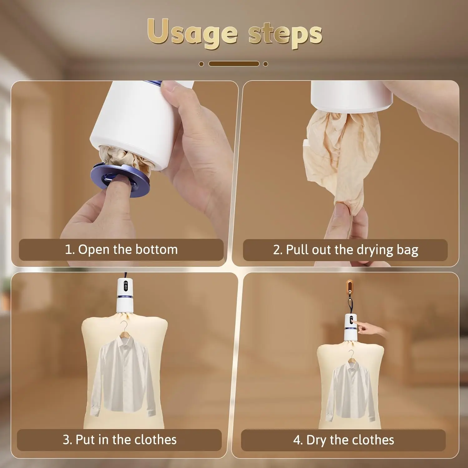 مجفف ملابس صغير محمول مع حقيبة تجفيف – سريع الجفاف ضروري للسفر والنوم والمركبات الترفيهية والتخييم