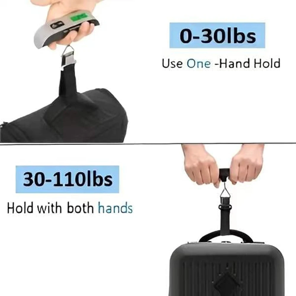 Digital Luggage Scale 110lbs Hanging Baggage LCD Display Portable Suitcase Weighing Scale Travel Luggage Weight Scale Tool