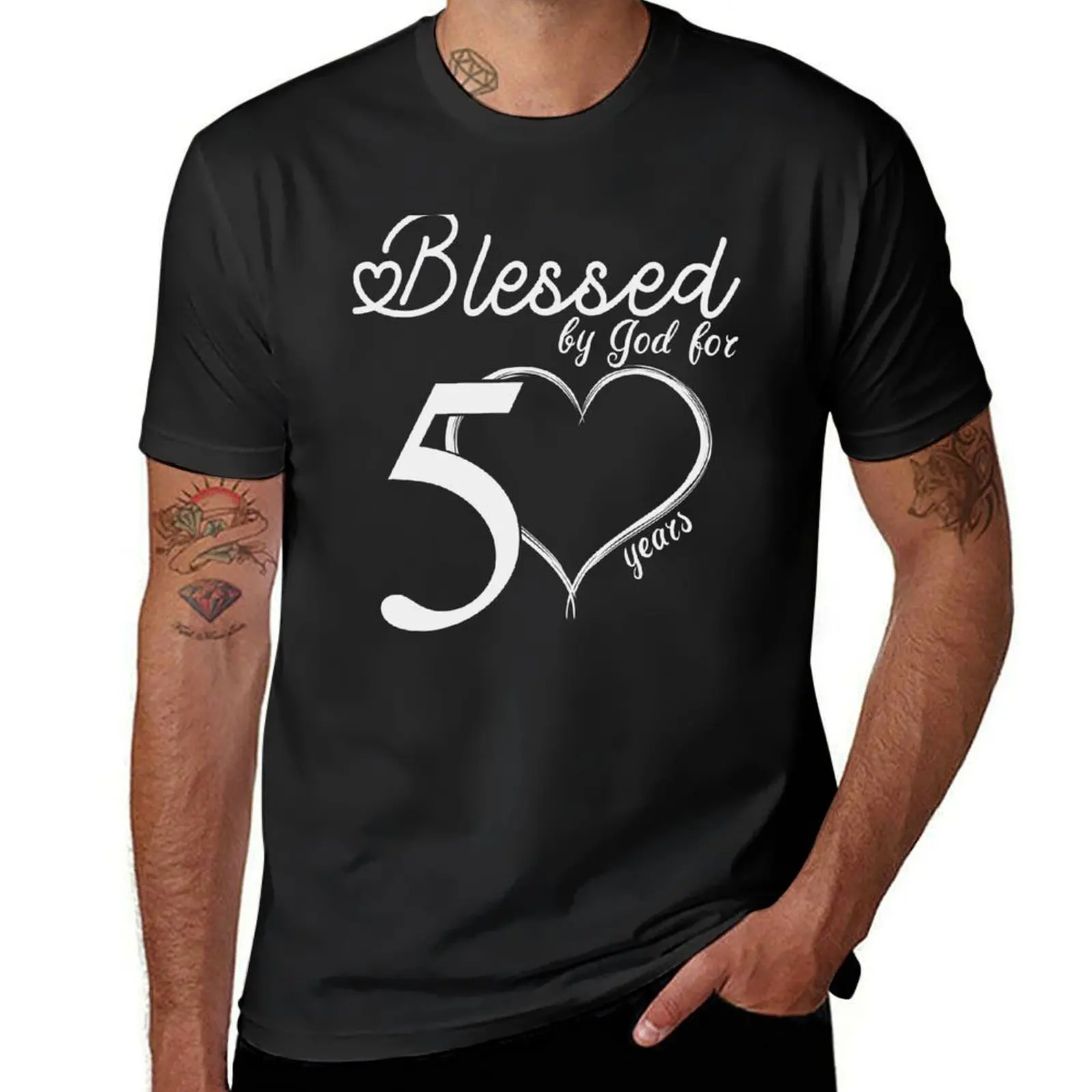 

Blessed by God for 50 years Happy 50th Birthday T Shirt T-Shirt Blouse cute tops heavyweights oversizeds mens workout shirts