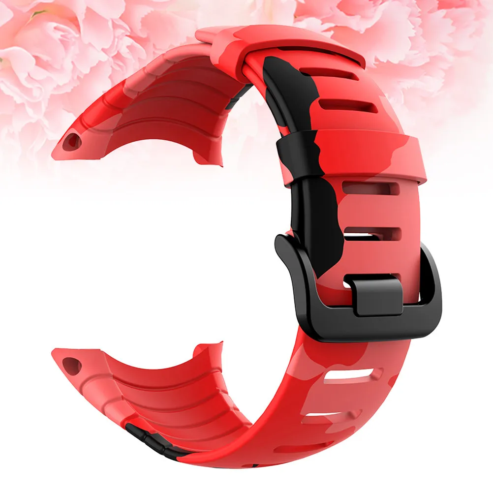1Pcs Red Bottom Camouflage Tpu Watch Replacement Strap Adjustable for High Quality Printed Fashion Band
