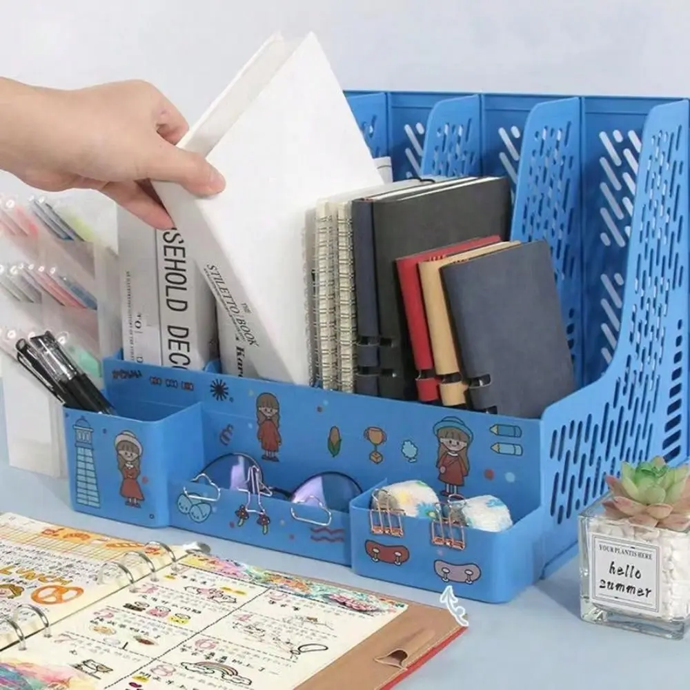 

Large Capacity File Storage Box Pen Holder Thickened Desktop File Box Detachable Plastic File Rack Office Supplies