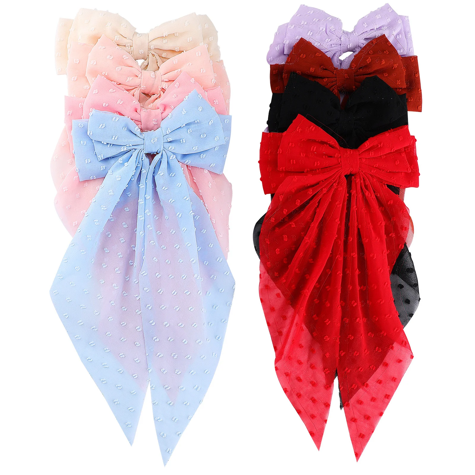 

8Pcs Butterfly Bow Clips Cute Hair Bows for Women Long Tail Large Size Chic Hair Accessories Party School Event Wear