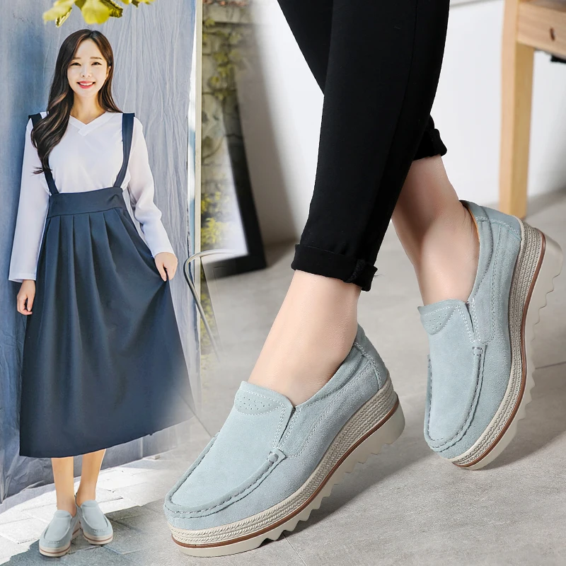 2022 Spring Women Flats Shoes Woman Platform Slip On Flats Sneakers Women Suede Ladies Tenis Loafers Moccasins Casual Shoes