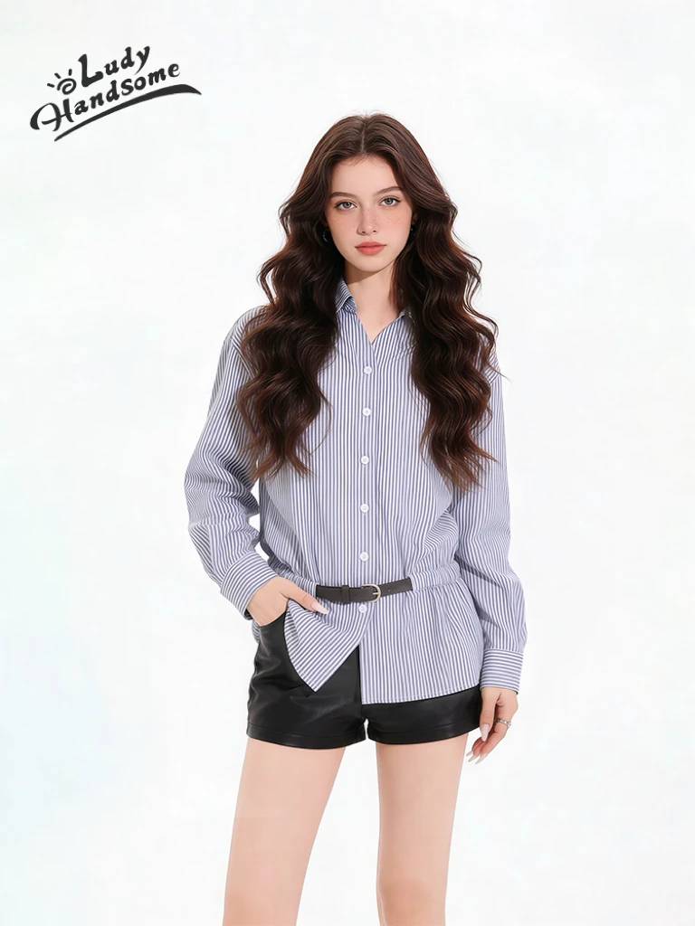 

Women's Long Sve Loose Fit irt Waist Cinched V Ne Commute Sle Office Design Ele Top Polyester Fiber Spring 2026