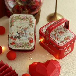 Tinplate Candy Box Kids Gifts Small Tin Box Cookie Box Portable Rabbit Gift Box for Birthday Wedding Party Decoration