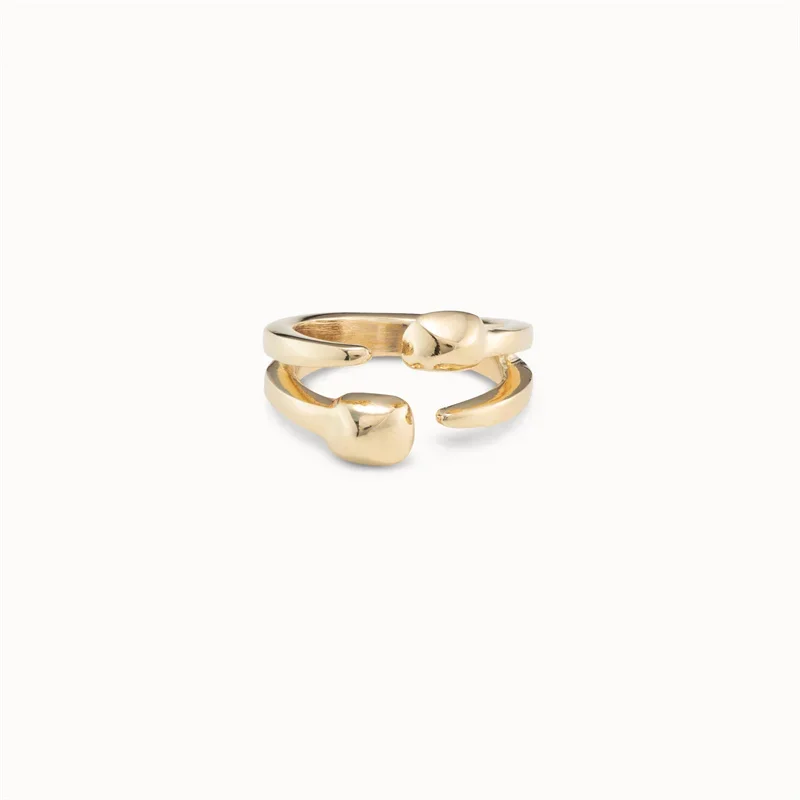 European and American punk unique gold double-layer nail opening ring for women's jewelry