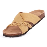 Shevalues Women's Summer Suede Slippers with Arch Suport Comfortable Cork Footbed Slides Lady Fashion Cross Strap Beach Sandals - Image 2