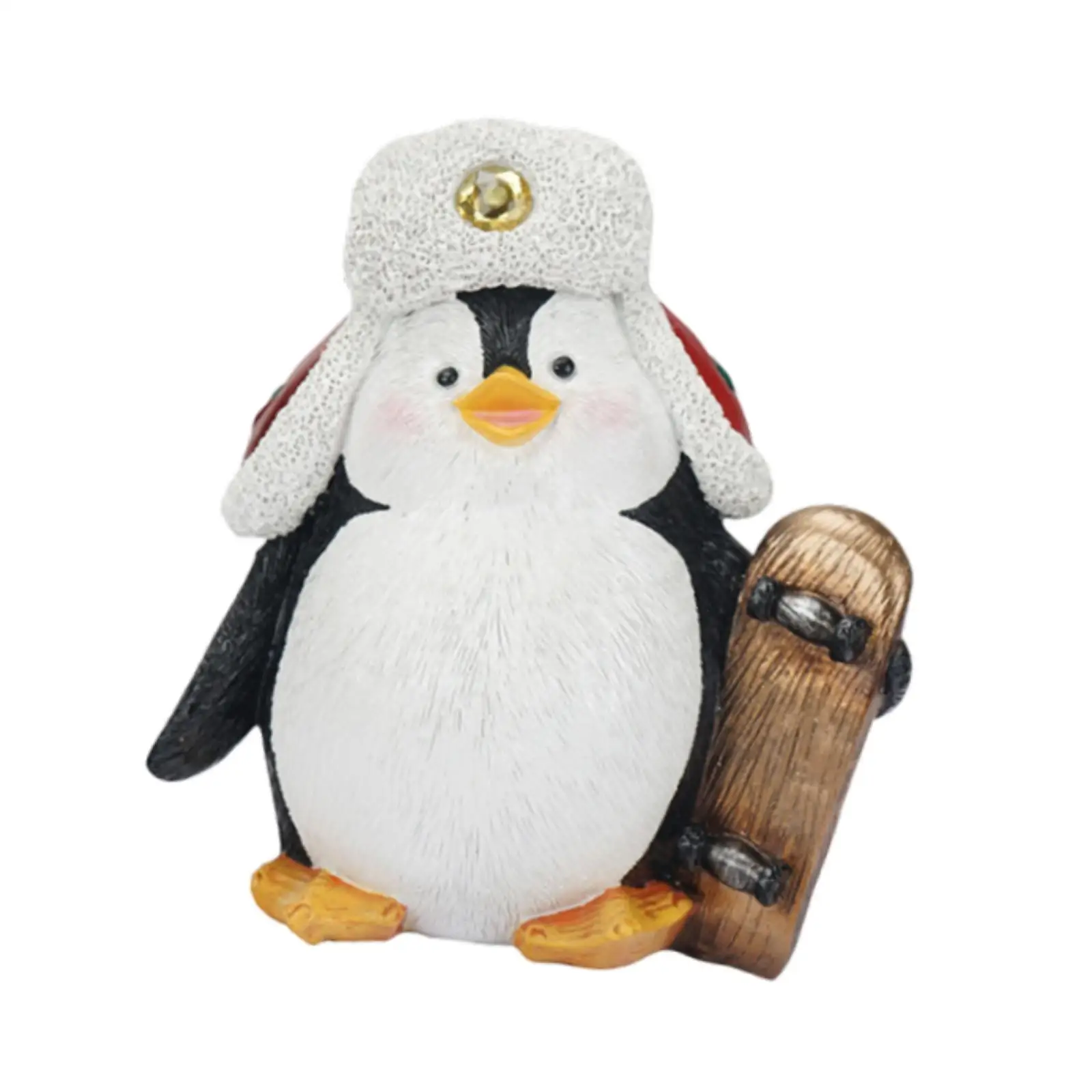 

Penguin with Skateboard Statue Penguin with A Hat Sculpture for Porch Office