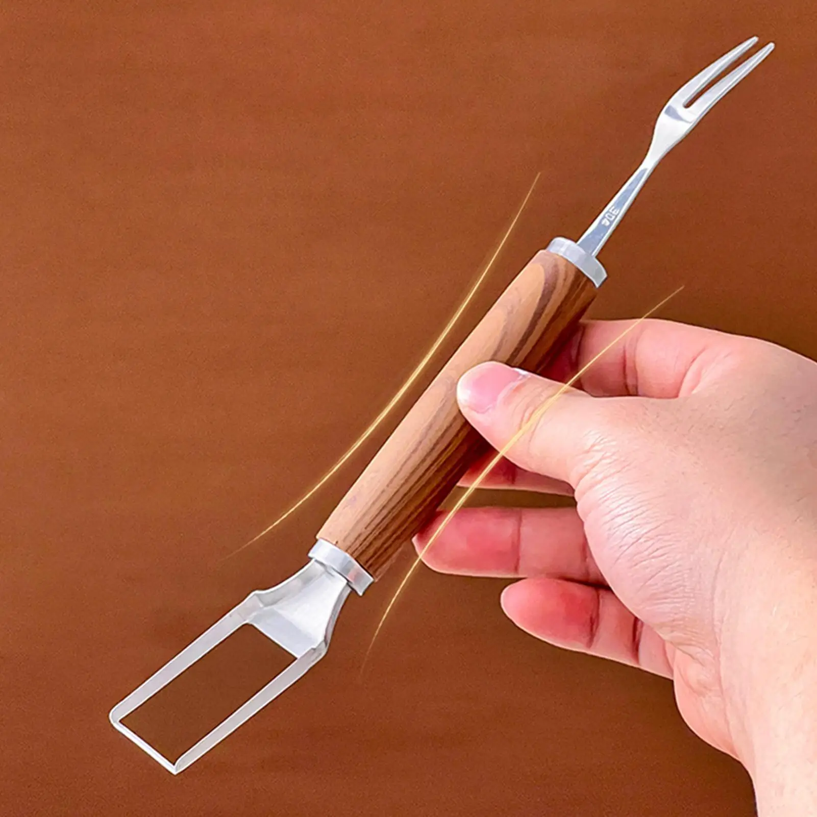 

Watermelon Fork Slicer 2-in-1 Watermelon Fruit Fork Slicer Cutting Tool Stainless Steel Fruit Cutting Kitchen Gadgets For