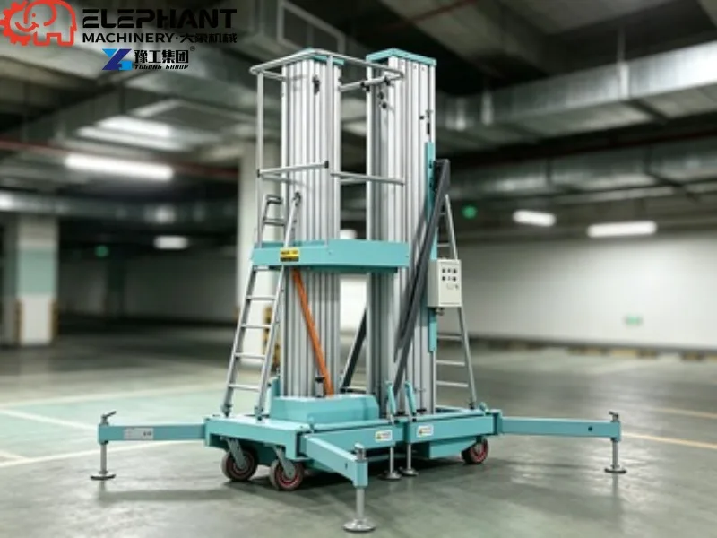 Hydraulic Electric Aluminum Mast Lift Aluminum Mast Man Lift 6m Working Height Single Mast Hydraulic Aluminum Lifting Platform