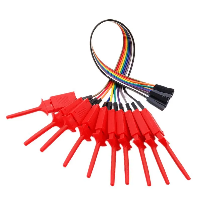 30cm Test Hook Clip Logic Analyzer Cable Male Female Head 10pin Gripper Probe Jumper Wire Clamp Kit Chip Pins Connecting Test B6