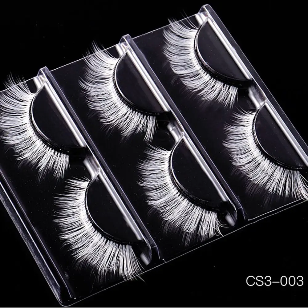 3 paia di ciglia finte bianche drammatiche maniche naturali soffici ciglia finte visone striscia completa ciglia cosplay dense strumento di trucco